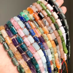 Natural Apatite Lapis lazuli Tiger Eye Jades Beads Faceted Column Loose Beads For Jewelry DIY Making Bracelet Accessories 7.5''