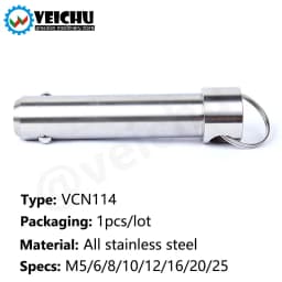 VCN114 1pcs Spring Type All Stainless Steel Ball Lock Pins With Pull Ring For Quickly Lock And Positioning
