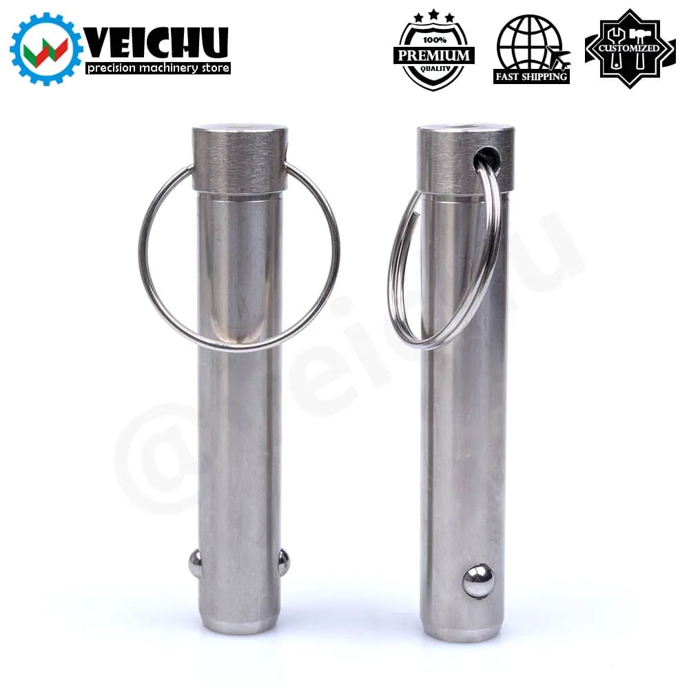 VCN114 1pcs Spring Type All Stainless Steel Ball Lock Pins With Pull Ring For Quickly Lock And Positioning
