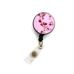 Pink Cherry blossoms Retractable Badge Reel Lanyard Nurse ID Business Credit Card Work Card Office Student Clips Card Cover Bag