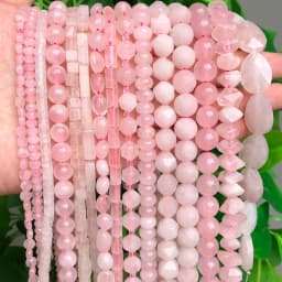 Natural Rose Quartz Beads Matte Pink Crystal Heart Faceted Round Loose Stone Beads for Jewelry Making DIY Handmade Bracelet