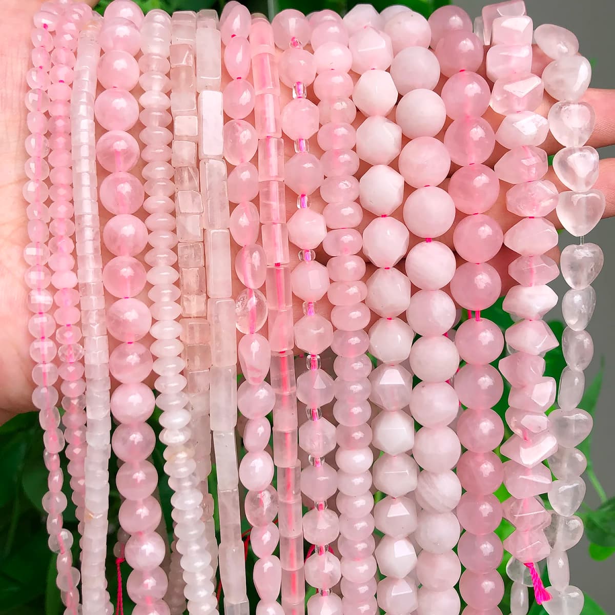 Natural Rose Quartz Beads Matte Pink Crystal Heart Faceted Round Loose Stone Beads for Jewelry Making DIY Handmade Bracelet