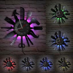 Hairdressing Tools Barber Shop Wall Clock Hair Salon Decor Color Changing Contemporary Hairdressing Watch Gift For Hairdressers