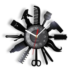 Hairdressing Tools Barber Shop Wall Clock Hair Salon Decor Color Changing Contemporary Hairdressing Watch Gift For Hairdressers