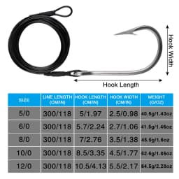 Big game Fishing Hooks 400LB Trolling Casting Tuna Jig rig Nylon Coated Cable Steel Wire Leader Saltwater Shark Toothy Fishhooks