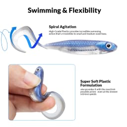 5pcs/6pcs Silicone Soft Lures 80mm 100mm Artificial Fishing Soft Lures Grub Tail Shad Swimbait Rubber Fishing Baits For Bass