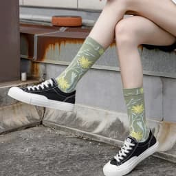 1 Pair Canvas Lattice Plant Art Funny Socks Women Novelty Abstract Cute Socks Women Jacquard Crew Female Calcetines Divertidos