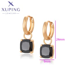 Xuping Jewelry Fashion Hot Sale Square Stone Hoop Earring with Gold Color for Women Party Gift S00145499