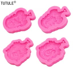 4 pcs of combination necklace pendant epoxy resin silicone molds. Keychain jewelry making gadgets. Kitchen cake baking mould