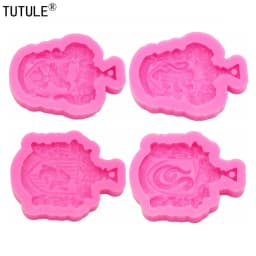 4 pcs of combination necklace pendant epoxy resin silicone molds. Keychain jewelry making gadgets. Kitchen cake baking mould