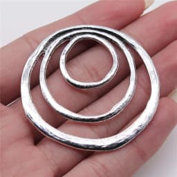 5pcs DIY Handmade Craft Big Round Circle Charms Pendant Tibetan Bronze Silver Color Pendants Antique Jewelry Making