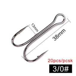 FTK 20PCS Fishing Hooks High Carbon Steel Duple Hooks Double Fishing Hooks Barbed Carp Fishhook For Soft Worm Lure