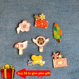 6pcs/set Cute Pink Card Captor Sakura Kero Sword Kinomoto Star Wand Key Enamel Pin Lapel Pin Badge Japanese Anime Collection