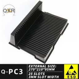 ESD Q-PC3 Pcb Rack Storage Anti-static 270X210X95mm 25 Slots Black Plastic Antistatic L-shape Tray Stackable Holder