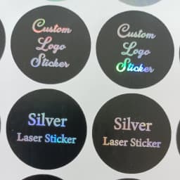 100pcs Custom Holographic Sticker Labels, Bright Silver, Gold Personalized Sticker Logo Thank You Label