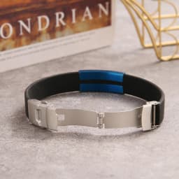 2025 Trend Glamour Jewelry Stainless Steel Black Silicone Bracelet Vintage Titanium Steel Rubber Bracelet For Man Women Pulseras