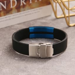 2025 Trend Glamour Jewelry Stainless Steel Black Silicone Bracelet Vintage Titanium Steel Rubber Bracelet For Man Women Pulseras