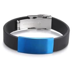 2025 Trend Glamour Jewelry Stainless Steel Black Silicone Bracelet Vintage Titanium Steel Rubber Bracelet For Man Women Pulseras
