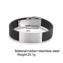 2025 Trend Glamour Jewelry Stainless Steel Black Silicone Bracelet Vintage Titanium Steel Rubber Bracelet For Man Women Pulseras