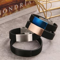 2025 Trend Glamour Jewelry Stainless Steel Black Silicone Bracelet Vintage Titanium Steel Rubber Bracelet For Man Women Pulseras