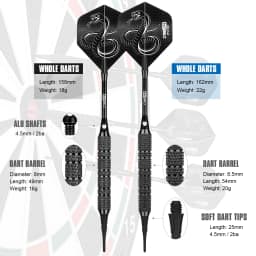 CyeeLife 18/22g Soft Tip Darts Set Professional For Plastic Electronic Dartboard Indoor Dartboard Game Family 9PCS 12PCS