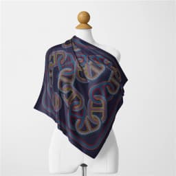 POBING Twill Silk Scarf Woman Chain Print Square Scarves Wraps Bandana Small Hijab Foulards Lady Tie Headband Neckerchief 53CM