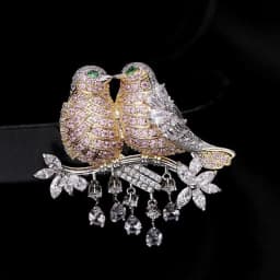 Pink Fashion Lovely Birds Brooches for Women Jewelry Gorgeous Costume Lapel Pins Animal Bird Brooch Pin