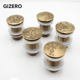 Bathroom Basin Sink Pop Up Drain Antique Brass Carved Waste Stopper Clic-clac Waterlet Vanity Sink Waste Drainer ZR2023