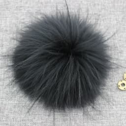 Big Colorful Fluffy Real Fox Fur Raccoon Pompoms With Button DIY Poms Balls Natural Fur Pompons For Hats Caps Shoes Whosale