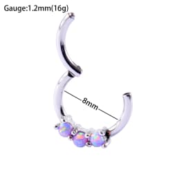 1PC G23 Titanium/316L Stainless Steel Hinged Clicker Nose Septum Opal Hoop Eyebrow Lip Ear Rings Body Piercing Jewelry