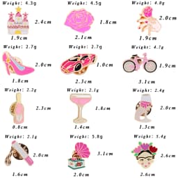 Women Pink Rose Enamel Pins Brooches Champagne Wine Glass Cigarette Vintage Record Player Cute Bike Badges Jewelry for Girl Kids