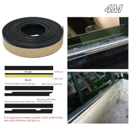4M Sealed Strips 13FT Car Side Door Window Glass Rubber Seal Weatherstrip Rain Visor Universal Exterior Parts Car Accessories