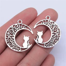 10pcs Moon Charms For Jewelry Making Antique Bronze Silver Color Pendants Making DIY Handmade Tibetan Finding Jewelry