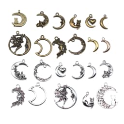 10pcs Moon Charms For Jewelry Making Antique Bronze Silver Color Pendants Making DIY Handmade Tibetan Finding Jewelry
