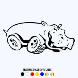 CK20398# 25x12cm Hippo on Wheels Die-cut Vinyl Decal Car Sticker Waterproof Auto Decors on Car Body Bumper Rear Window