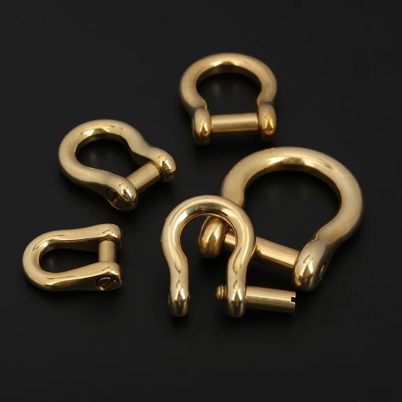 1piece Solid Brass Carabiner D Ring Shackle Removable Slot Screw Fob Clip Buckle Keyring Keychain DIY Hardware Accessories