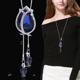 Crystal Moon Flower Long Necklaces for Women Jewelry 2026 Fashion Tassel Silver Color Necklaces & Pendants Sweater Chain Collier