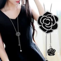 Crystal Moon Flower Long Necklaces for Women Jewelry 2026 Fashion Tassel Silver Color Necklaces & Pendants Sweater Chain Collier