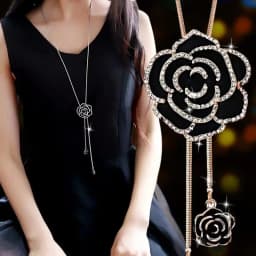 Crystal Moon Flower Long Necklaces for Women Jewelry 2026 Fashion Tassel Silver Color Necklaces & Pendants Sweater Chain Collier