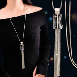 Crystal Moon Flower Long Necklaces for Women Jewelry 2026 Fashion Tassel Silver Color Necklaces & Pendants Sweater Chain Collier