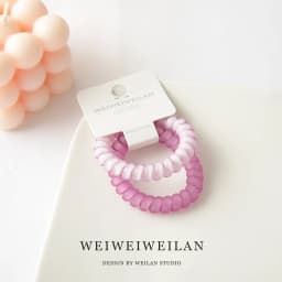 2 piece cards of super sweet candy color transparent frosted phone line hair ring simple and seamless bracelet hair accessory