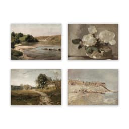 Vintage Country Natural Landscape Oil Painting On Canvas Poster Retro Flower Still Life Art Print Gallery Neutral Wall Pictures