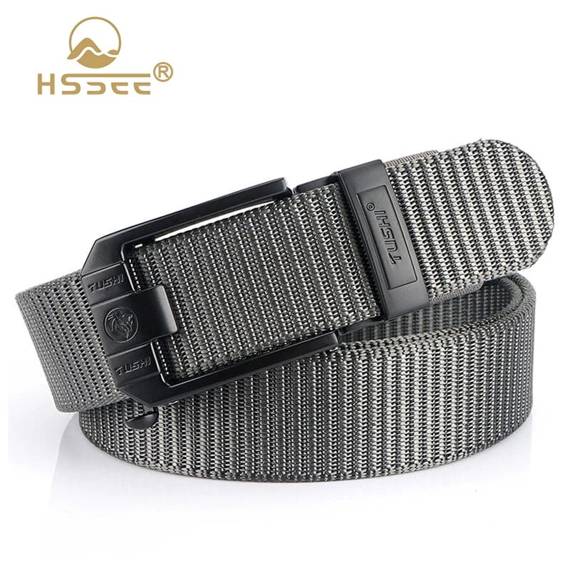HSSEE New Casual Belt for Men 3mm Tight Nylon Tactical Outdoor Belt Metal Automatic Buckle Jeans Waistband Girdle Male Gift