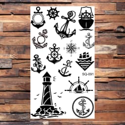 Badge Pirate Temporary Tattoos For Men Adults Realistic Infinite Pirate Ship Lighthouse Fake Tattoo Sticker Body Arm Tatoos DIY