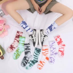 Autumn And Winter New Products Tie-dye Socks Women's Cotton Tube Socks Korean Personality Street Sports Style Basketball Socks