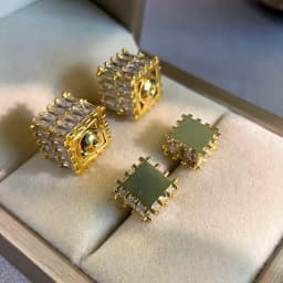 High-quality High-End Zircon Vintage Fashion Jewelry, Women Cubic Square Earrings Women's Light Luxury Style Earrings Girl Gifts