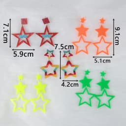 Punk Neon Color Star Acrylic Dangle Earrings For Women Hollow Geometric Pentagram Long Drop Earrings Fashion Jewelry Gifts