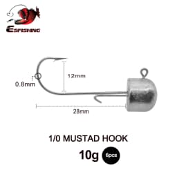 ESFISHING Pesca Ned Rig Hook Jig Head 1.5g 2g 3g 5g 6g 10g 14g 18g Mustad Hooks for Soft Lure Fishing