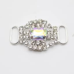 LKERAN 10Pcs 20*34mm Fashion Crystal Buckles Rhinestone Bikini Connector Ribbon Clothing Buckle