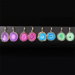 Irregular Druzy Quartz Stone Sunflower Drop EarRing for Women Dyed Color Reiki Healing Jewelry Purple